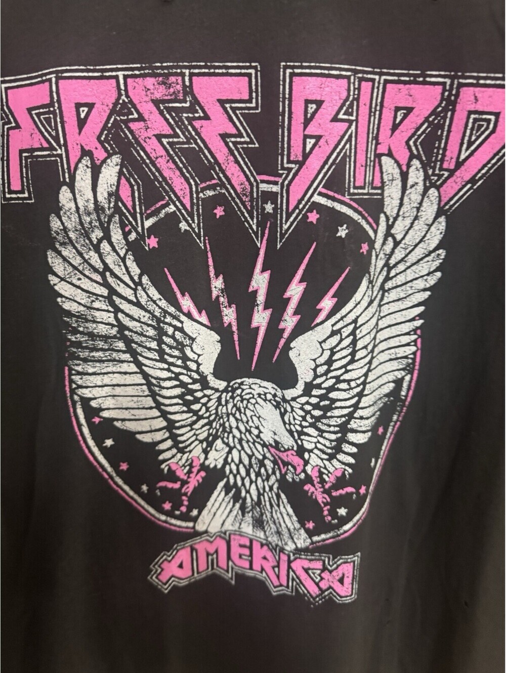 Free Bird America Eighty Eight 88 T-Shirt 3XL Black Pink Eagle Distressed Oversz - Picture 2 of 4